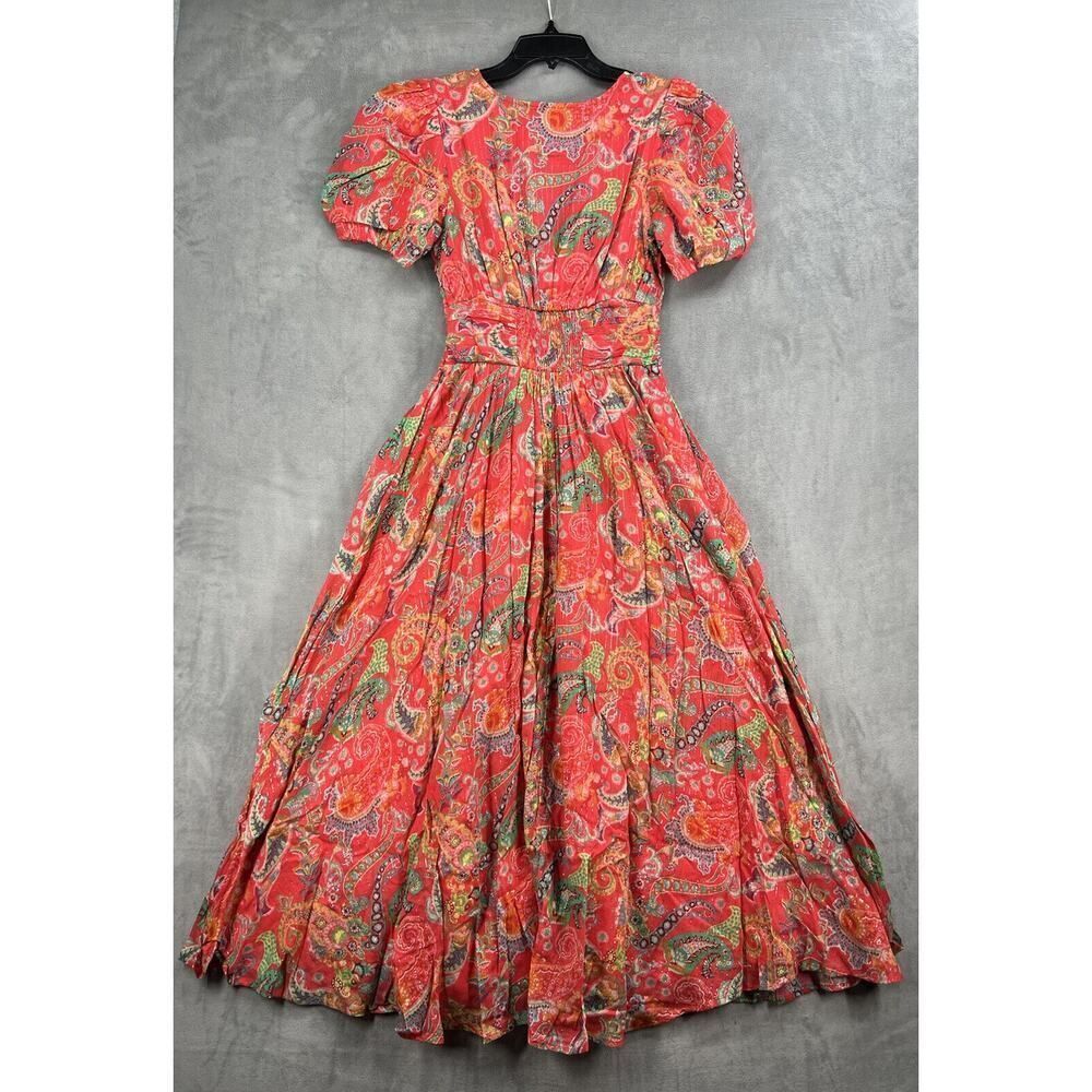 Anthropologie The Katerina Lurex Button Front Dress Size 0 V-neck Midi Dress - Picture 7 of 12